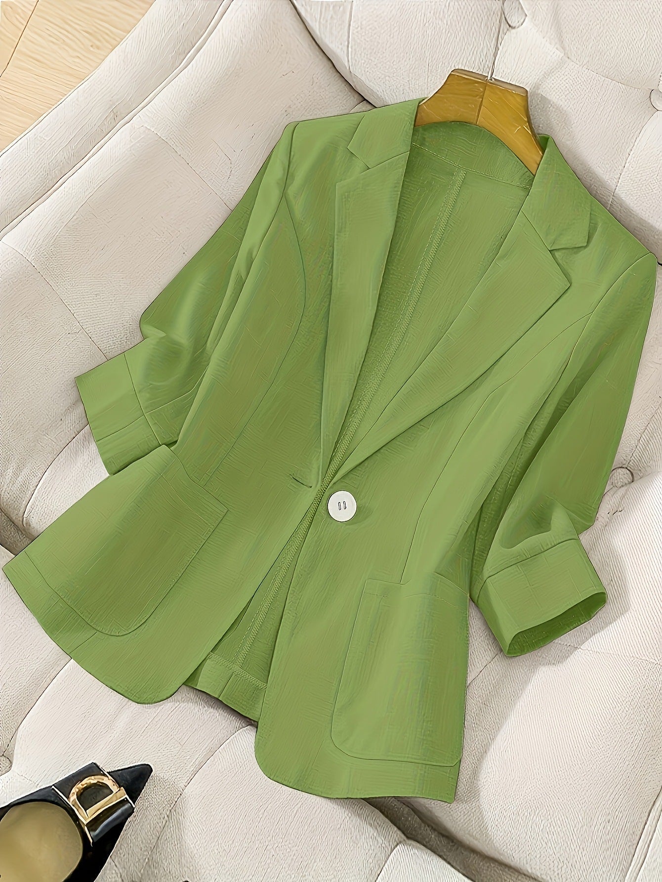 Three-quarter-sleeve Single-button Professional Casual Blazer 