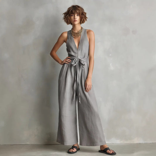 Elegant Commuter V-Neck Jumpsuit For Women 
