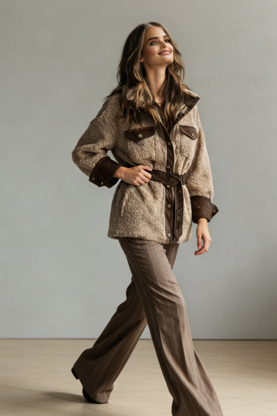 Women’s Vintage PU Leather Jacket – Lamb Fur Lined Autumn Winter Coat - FitiqueFit