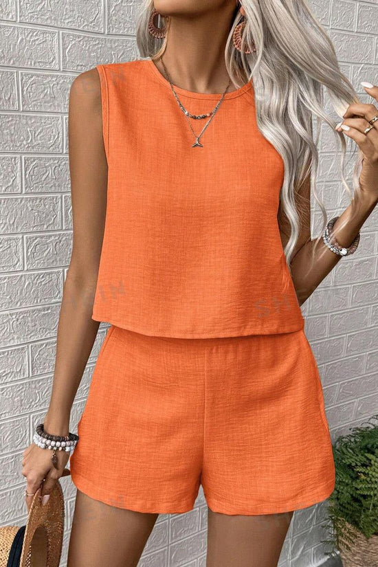 🌞 Women's Solid Color Sleeveless Vest & Shorts Set FitiqueFit