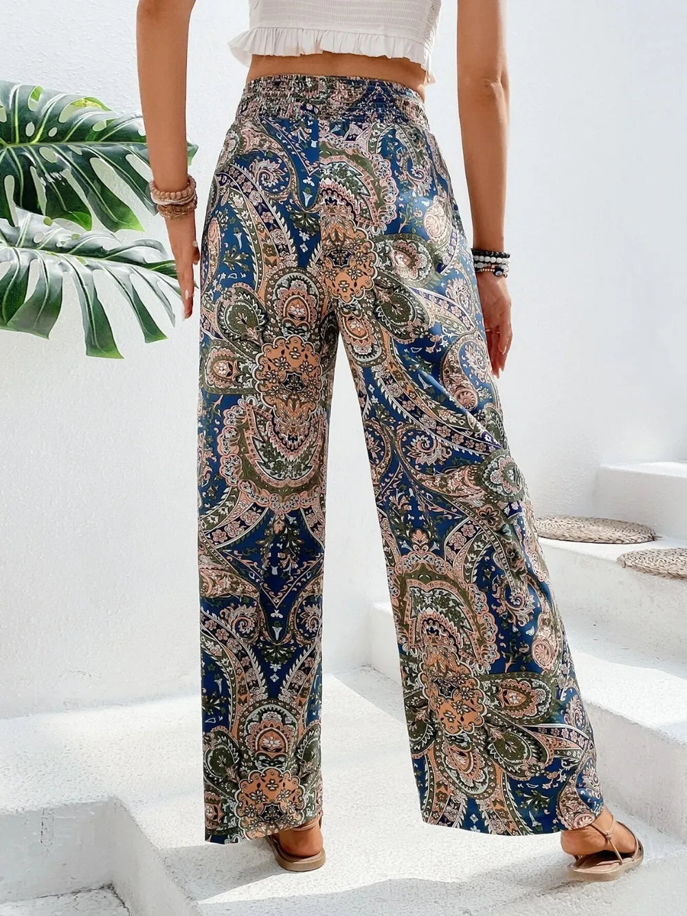 Printed Wide Leg Pants 