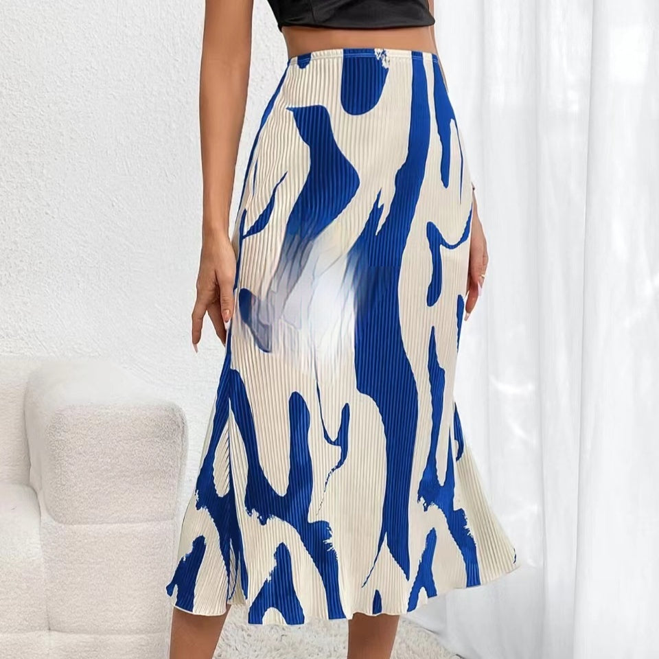 Women’s Tropical Print Pleated Skirt 