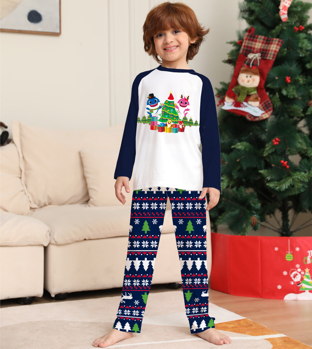 Family Matching Christmas Pajamas Set Xmas Long Sleeve Sleepwear Nightwear For Couples Kids Baby CJ