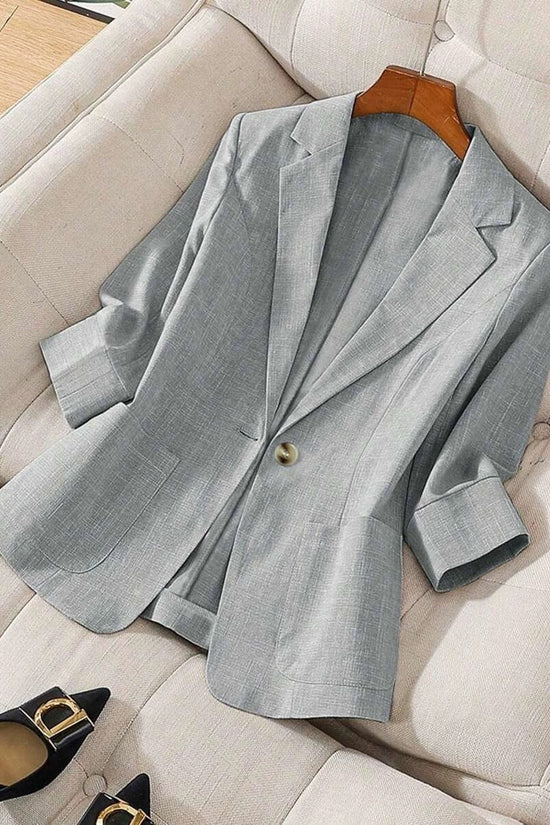 Solid color pocket small suit jacket women's button up top 