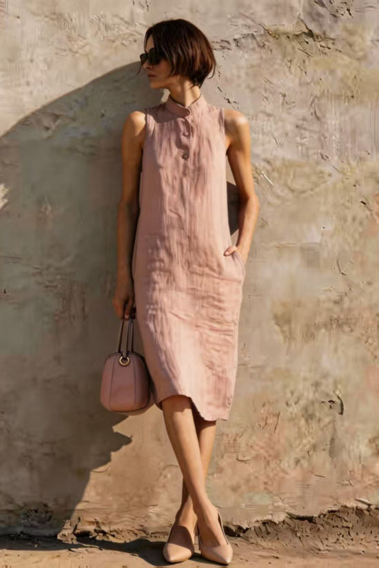 Solid-color Loose Sleeveless Dress 