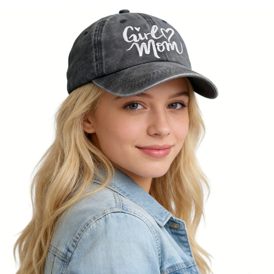Girl Mom Adjustable Wash Cotton Baseball Cap 