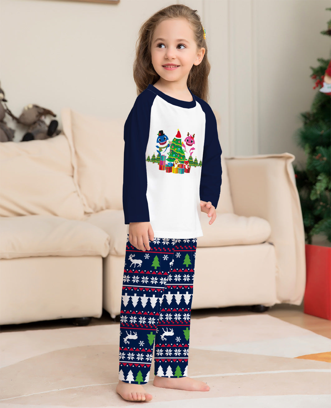 Family Matching Christmas Pajamas Set Xmas Long Sleeve Sleepwear Nightwear For Couples Kids Baby CJ