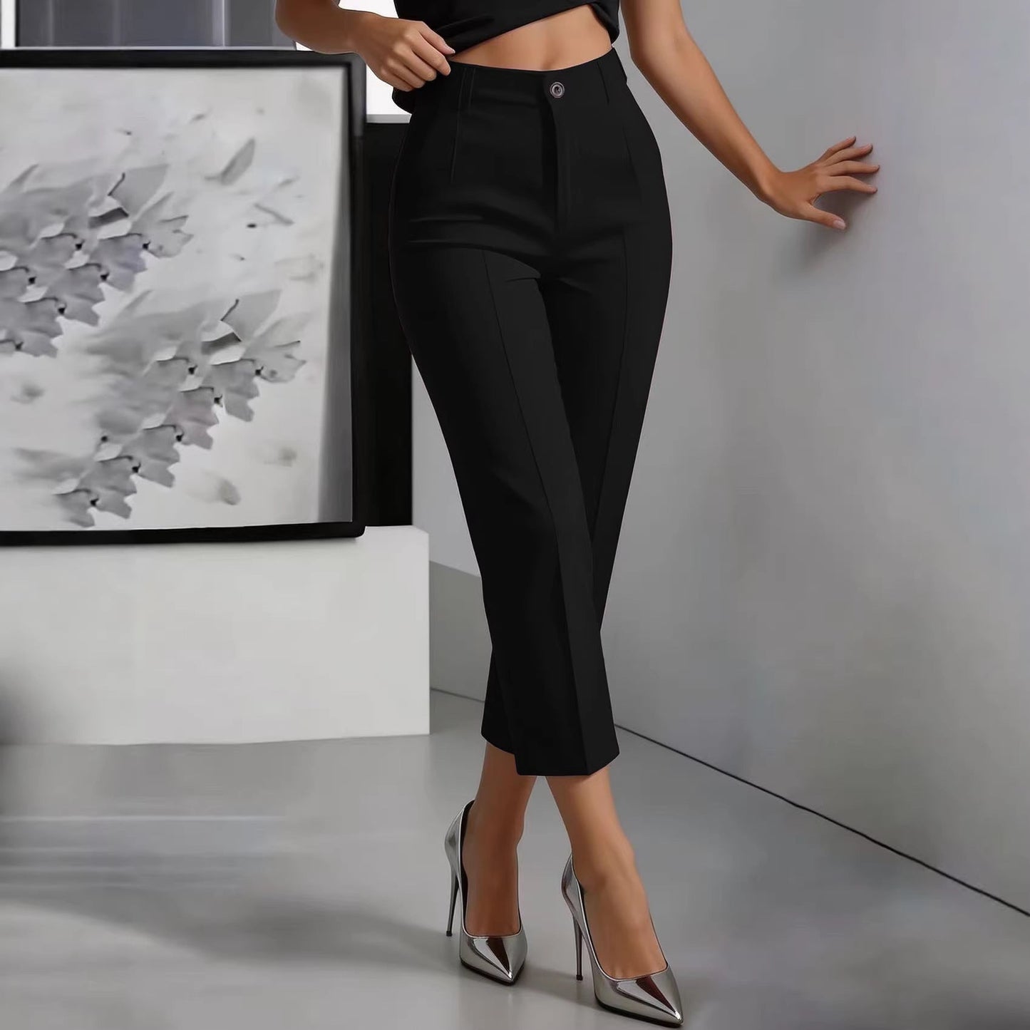 Women's High-Waisted Drapey Straight-Leg Pants 