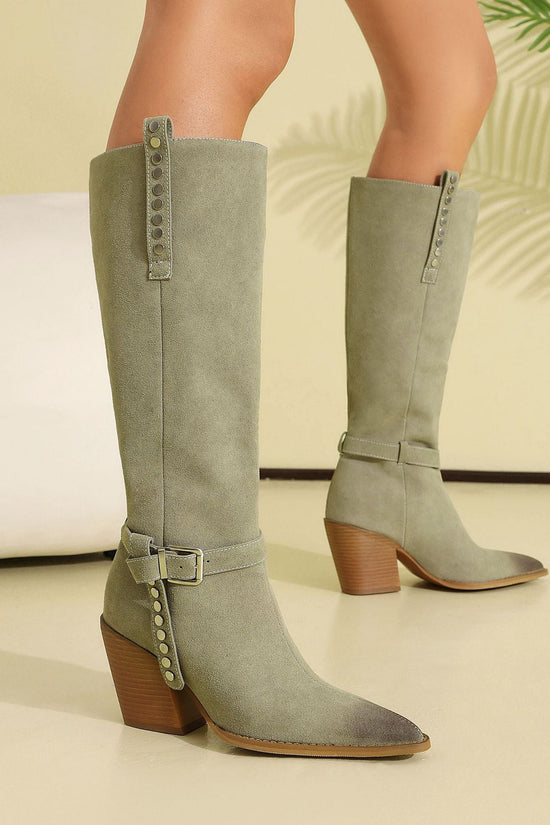 Lady's High Heel Boots with Studs, Pointed Toe, High Shaft Western Style Made to order, ships in 7 days 