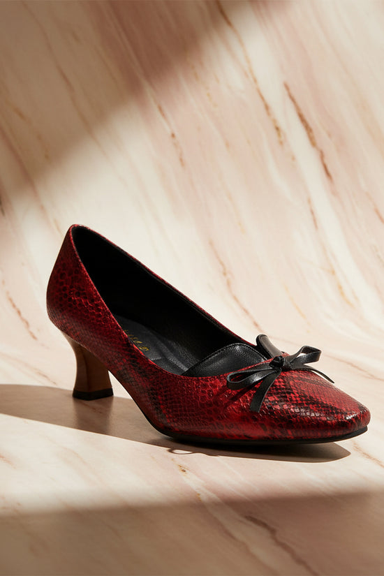 Leopard print square toe high-heeled women's retro shallow bow single shoes Made to order, ships in 7 days 