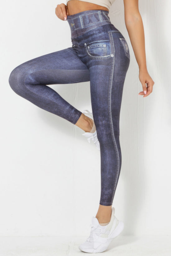 Barbie Denim Peach Yoga Pants Women's Fitness Workout Leggings Slim Bodybuilding Pants