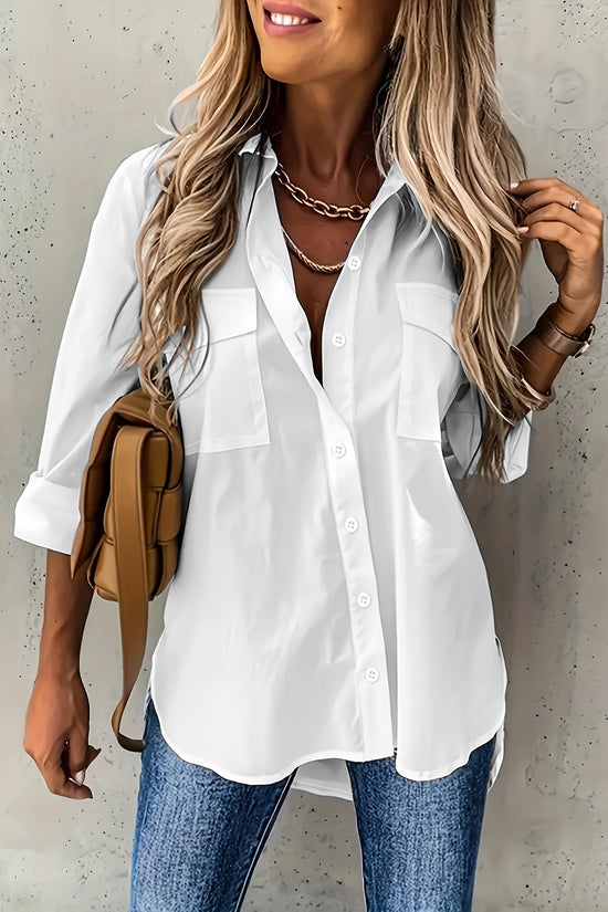 Women’s Casual Long Sleeve Shirt with Pocket CJ US