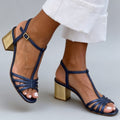  Navy Blue Gold Heel