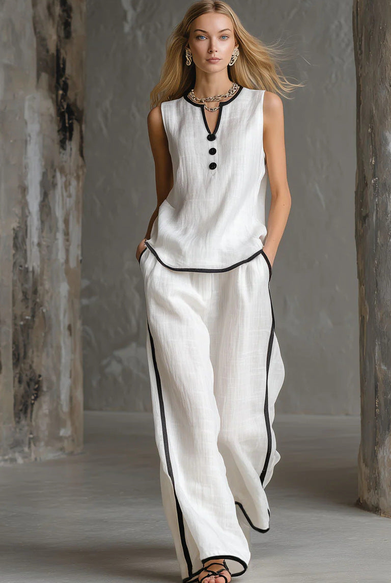 Women's Minimalist Sleeveless Two-Piece Set 