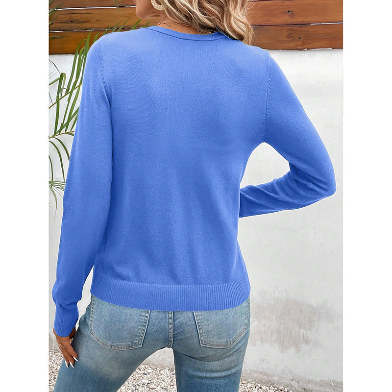 Women’s V‑Neck Button‑Down Cardigan Knit Sweater CJ US