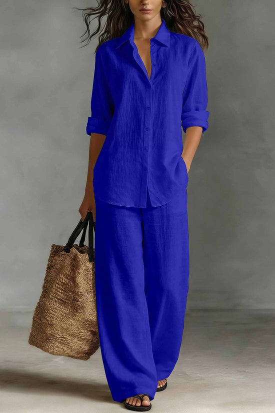 Bohemian Resort Cotton-Linen Top And Pants Set 