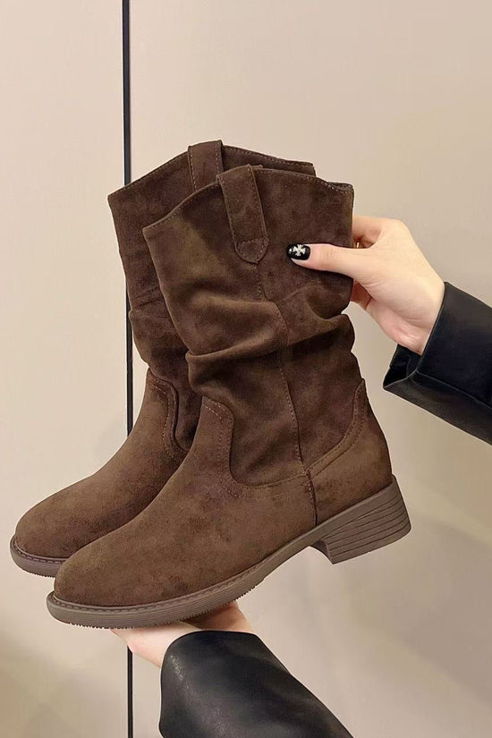 Women's Solid Color Versatile Chunky Heel Ankle Boots 