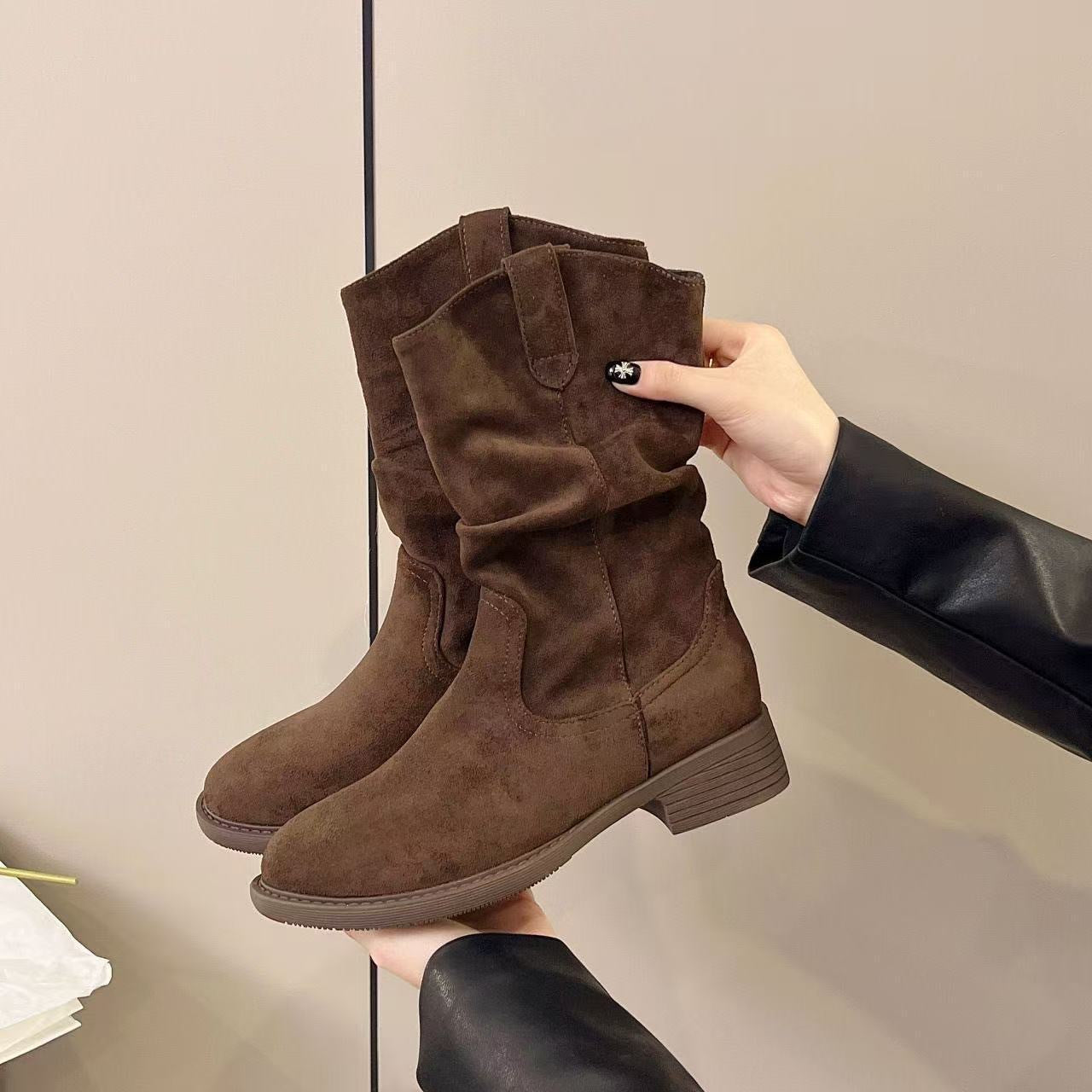 Women's Solid Color Versatile Chunky Heel Ankle Boots 