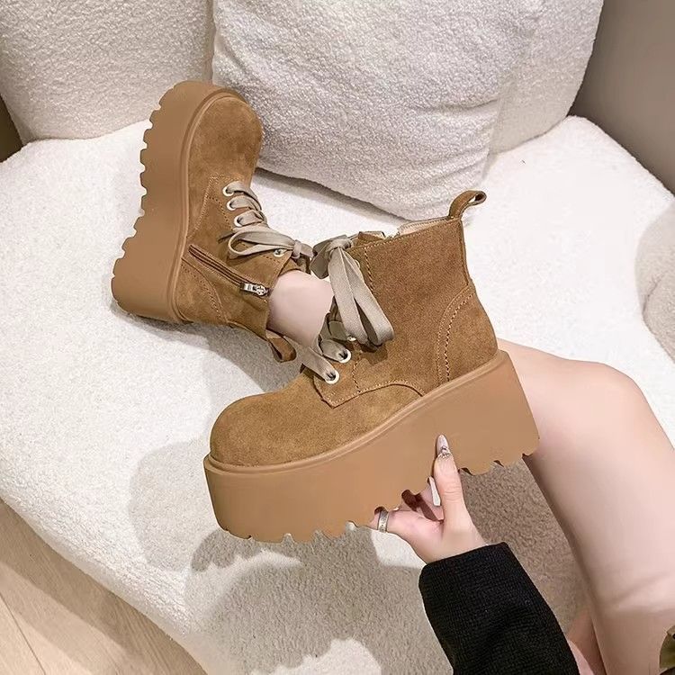 Stylish Chunky-soled Vintage Lace-up Versatile Boots For Women 