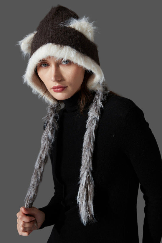 Cat Ears Mink Wool Ear Protection Color Matching Woven Hat Knitted Hat CJ