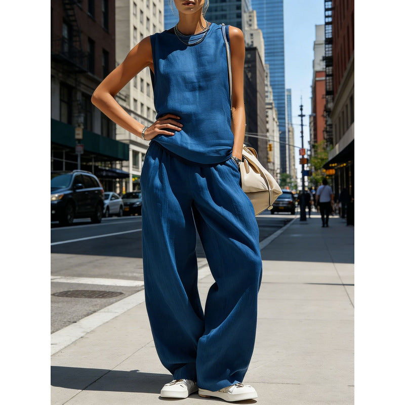 Womens Sleeveless Top And Pants Two-piece Set 
