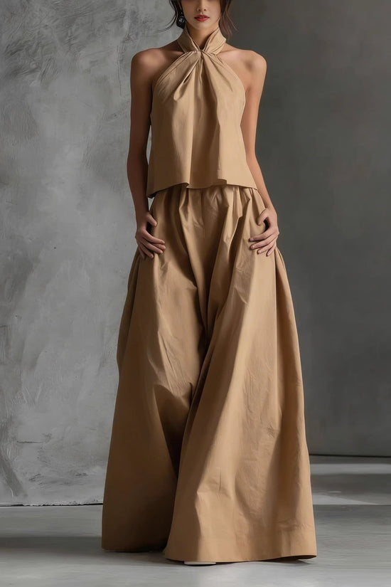 Loose-fitting Sleeveless Top And Wide-leg Pants Two-piece Set 