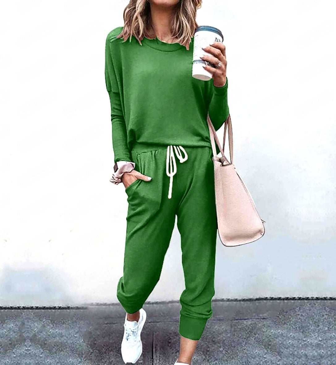 Loose Solid Color Long Sleeve Casual Set 