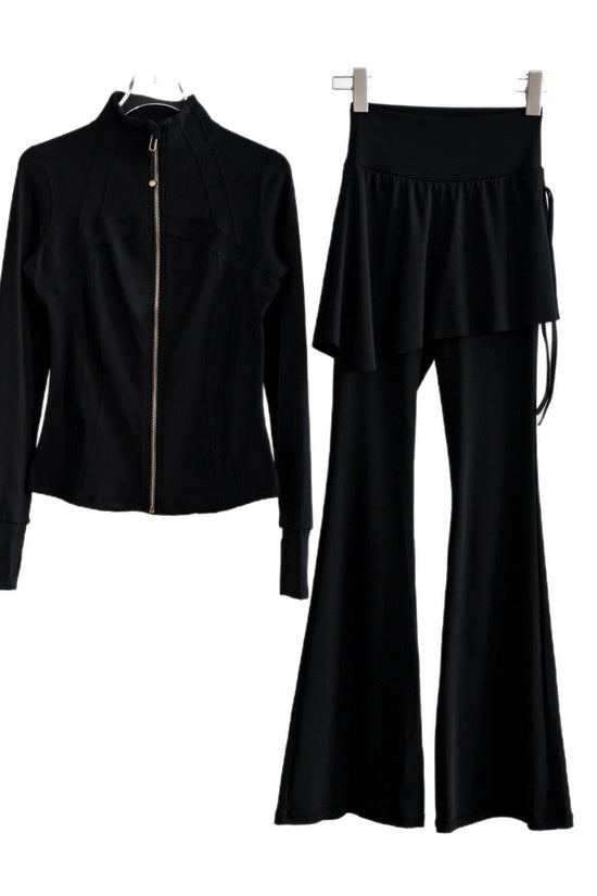 Long-sleeve Running Outfit With Zipper professional Gymwear Thats Slimming And Figure-flattering 