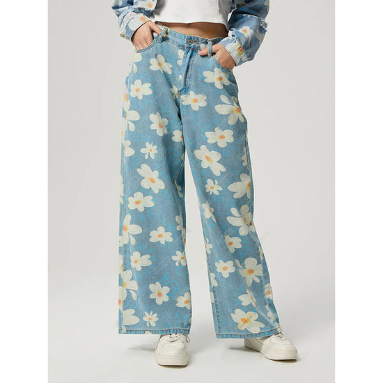 🌸 Women's Vintage Floral Print Straight-Leg Jeans FitiqueFit