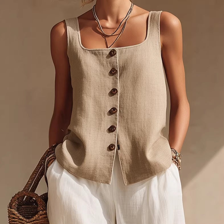 Front-button Cardigan Top And Pants Set 