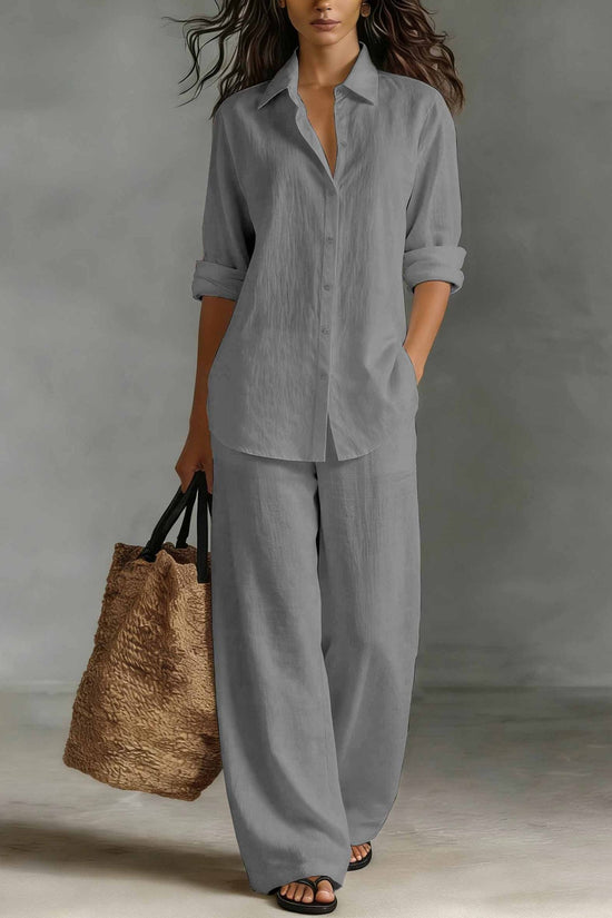 Bohemian Resort Cotton-Linen Top And Pants Set 