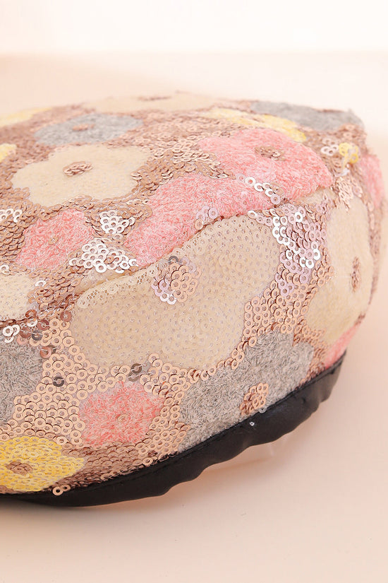 European And American Trendy Fashion Small Sequin Flower Beret, A Versatile Style That Suits All Occasions. A Painter's Hat, Perfect For Outdoor Photography. 