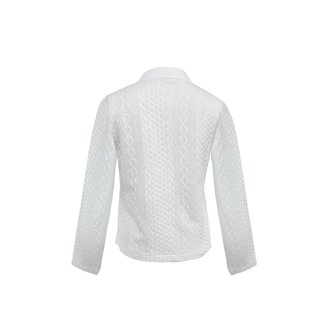 Women's Fashionable Solid Color Textured Fabric Stand Up Collar Jacket 