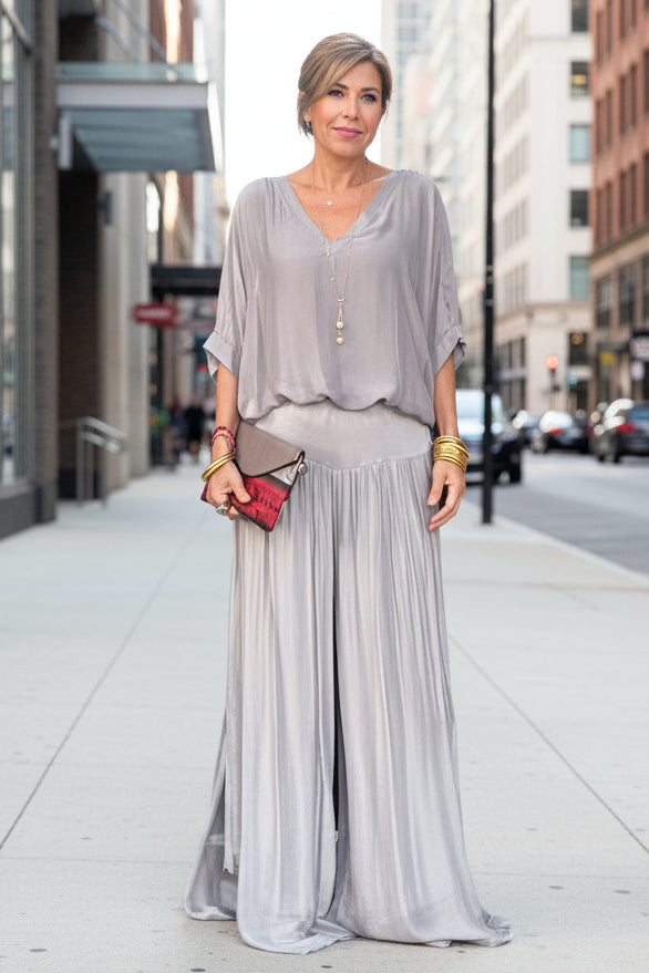 Fashionable Best-Selling Solid-Colored Chiffon Set For Women 