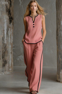 Women's Minimalist Sleeveless Two-Piece Set 