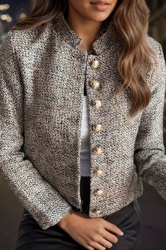 2025 Large Elegant Floral Top Lightweight Polyester Elegant Women's Fashion Floral Top - Long Sleeved, Buttoned Front, Opaque, Solid Color Jacket, Suitable For Work And Leisure CJ US