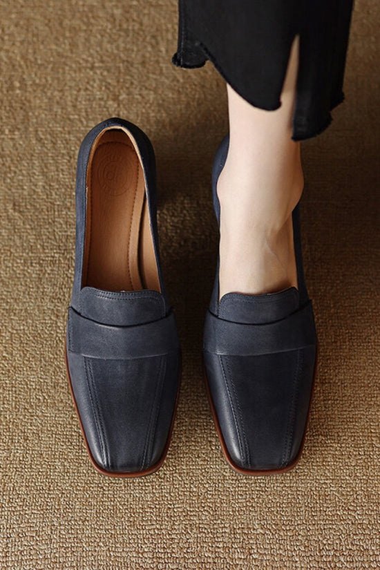 Square-toe Chunky-heel Mid-heel Low-cut Shoes 