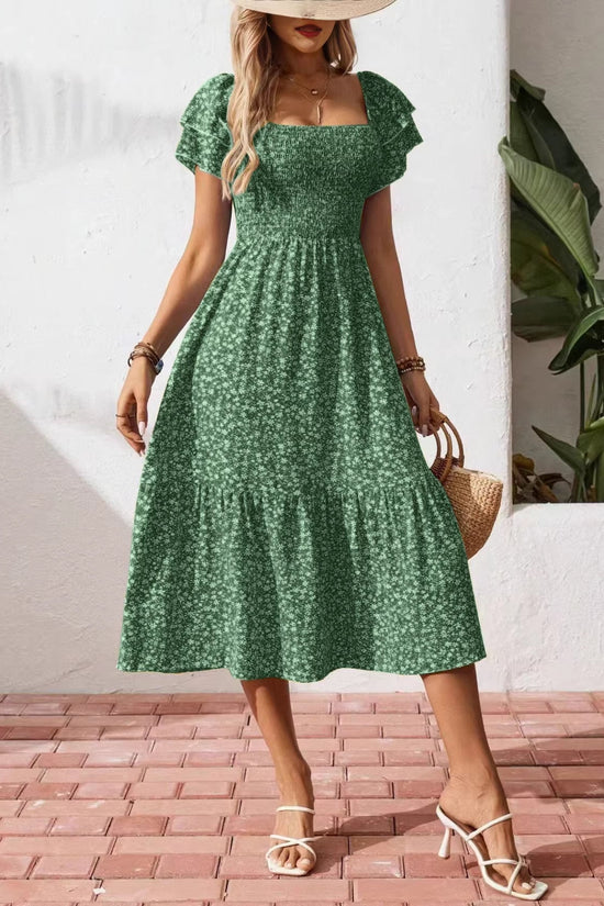 Plus Size Backless Midi Dress – Elegant Pleated Summer Party Dress 