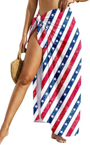 Women's Swimwear Transparent Sheer Cover-Up High-Slit One-Size Swim Dress Summer Floral Print Chiffon 