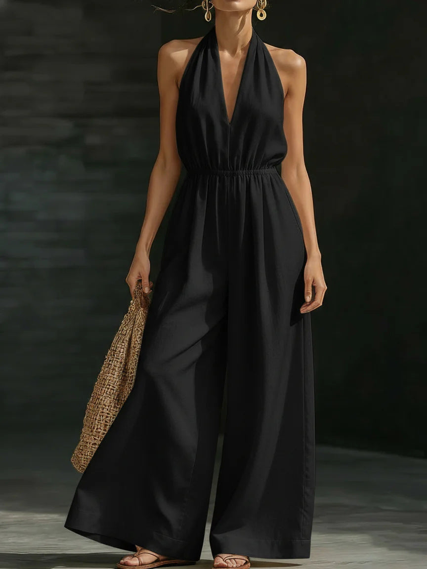 V-neck Halter Neck Jumpsuit For Women 