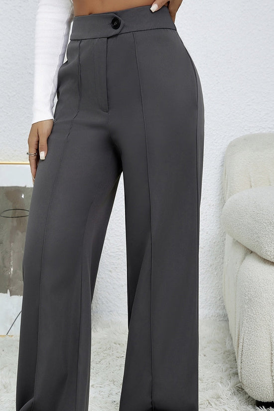 Ladies' Solid Color Loose Wide Leg Straight Leg Pants CJ US
