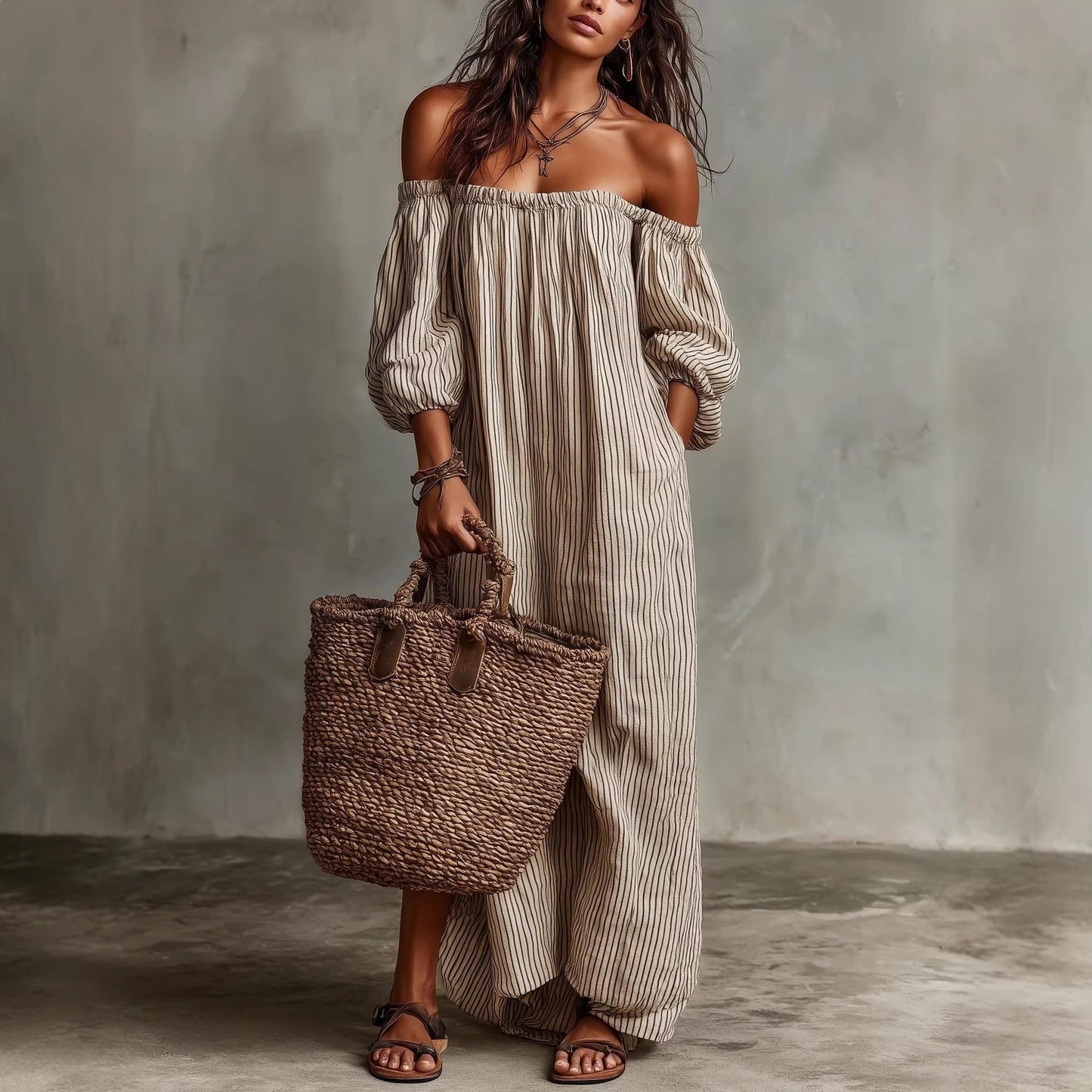 Women's Off-shoulder Long-sleeve Dress 