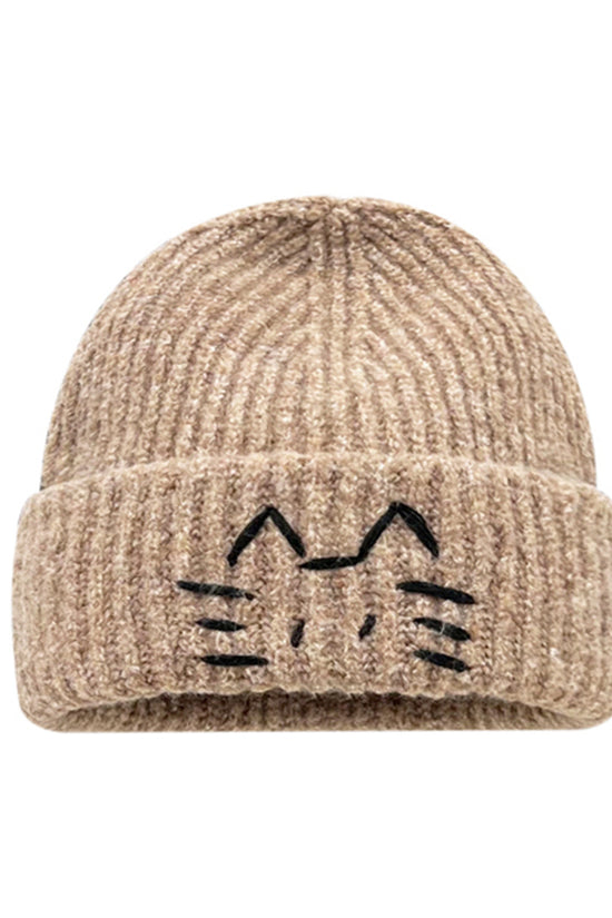 Women’s Cute Cat Line Design Knitted Hat – Warm Fall & Winter Beanie - FitiqueFit