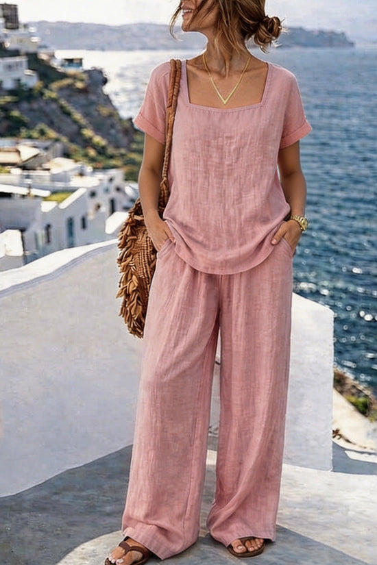 Women's Square-Neck Short-Sleeve Pantsuit 