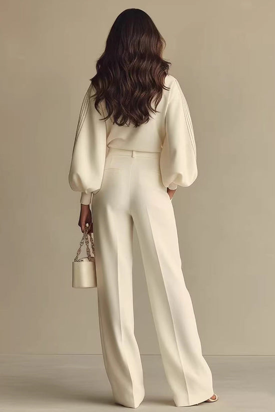 Round Neck Long Sleeved Sweatshirt And Pants Set 