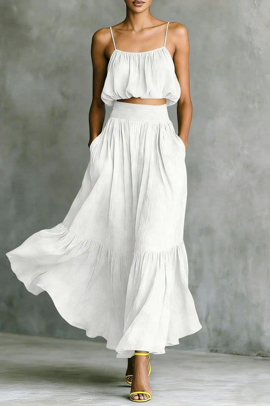 Two-piece High-waist Flared Skirt Set 