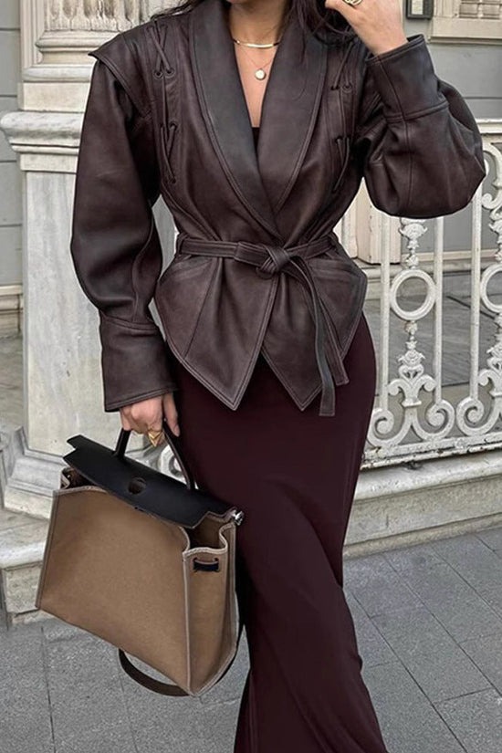 Strap up short long sleeved jacket 