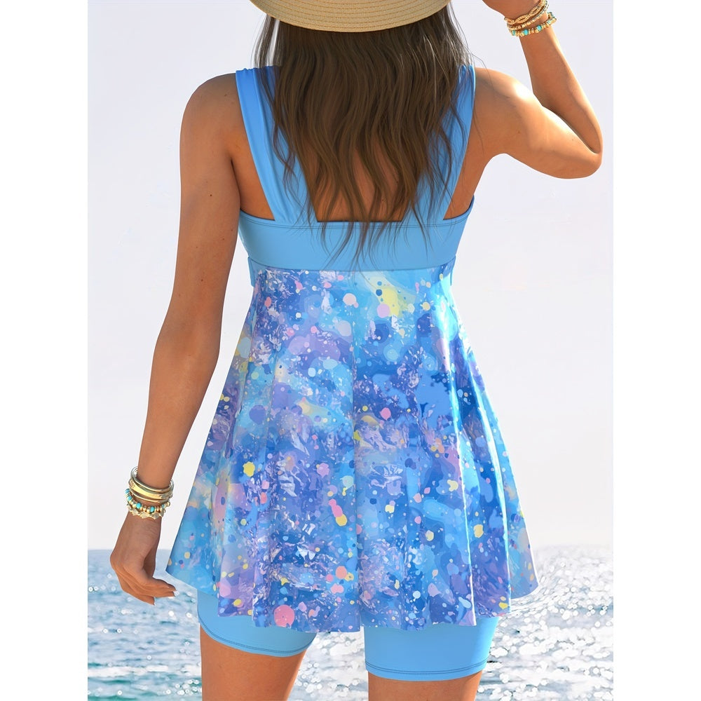 Pastel‑Splash Bow‑Tie Swim Dress CJ US