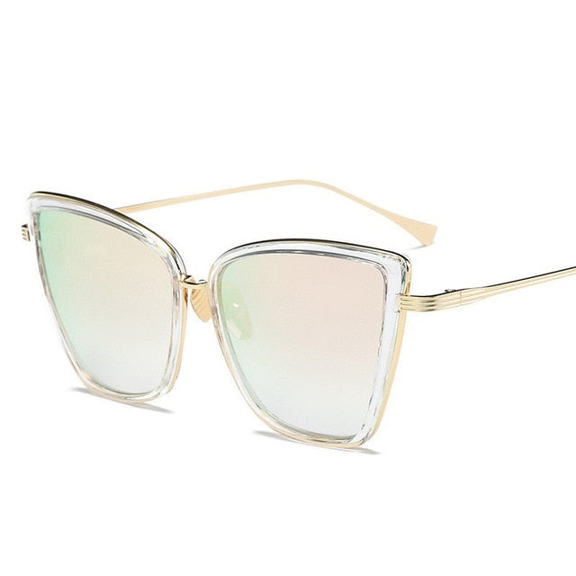 Big Cat Eye Sunglasses Women Black Mirror Sun Glasses eprolo