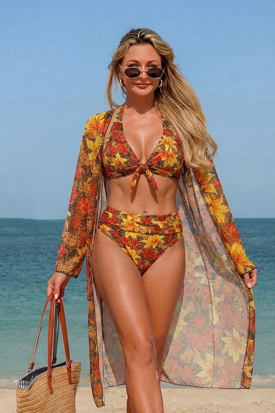New Style Sexy Fashion Swimwear Three-Piece Set Multi-Color Printed Bikini 